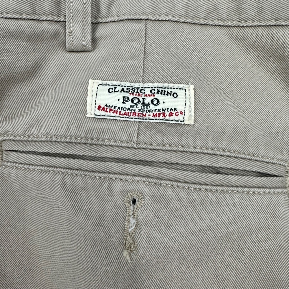Vintage Polo Ralph Lauren Andrew Pants Chinos Men 42X32 90s Cotton Pleated Khaki - Picture 10 of 10